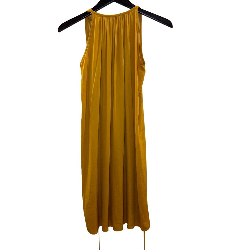 LOFT Sleeveless V-Neck Dress Gold Mustard Yellow Size Extra Small Petite - Picture 3 of 6